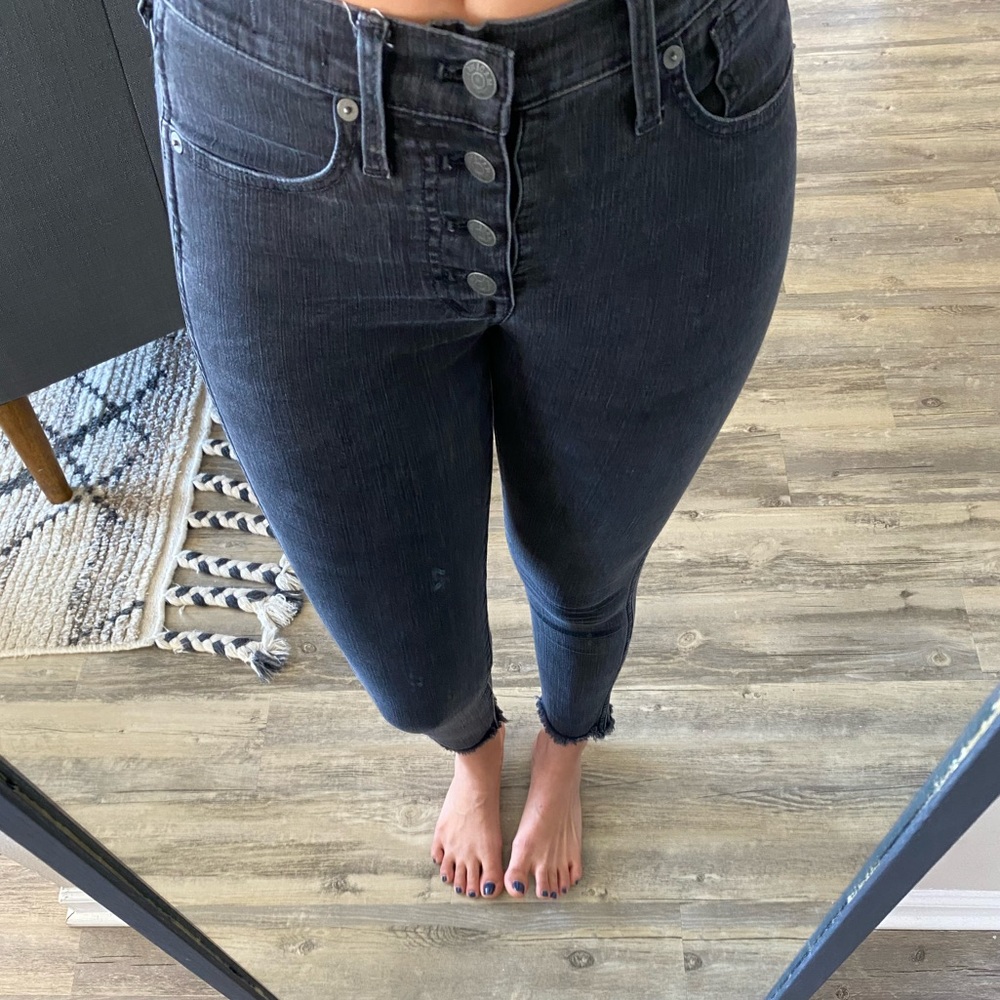 Raw hemmed Madewell distressed black jeans